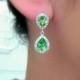 wedding jewelry bridal jewelry wedding earrings bridal earrings Clear white teardrop AAA cubic zirconia peridot green crystal teardrop post