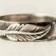 Sterling Silver Feather Ring - Hammered Band - Hand Forged Jewelry - Rustic Ring - Feather Jewelry- Wedding Band - Statement Ring