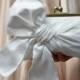 Bridal Bow Clutch, Wedding Clutch, Ivory Purse, Formal Purse, Prom Clutch {Knotted Sash Kisslock}