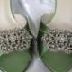 Wedding Shoes Apple Green Vintage Inspired Wedding Shoes with Vintage Style Rhinestone Brooch - Additional 100 Colors To Pick From