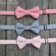Boys Bow Tie, Pink and Gray Bow Ties for Toddlers to Teens, Blush Pink, Chevron Grey, Pink Houndstooth, Wedding Ring Bearer, Baptism