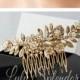 Bridal Hair Comb Vintage Leaf Leaves Wedding Comb Antique Gold  Golden Shadow Crystal Pearl Side Comb Hair Accessories  IVY