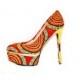 Orange African Print Closed Toe Luxury Heels, African Ankara Fabric Platform Shoes -Platform Wedding Shoes -High Heels - Platforms