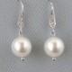 Genuine Swarovski White Pearls in Rhodium Plated Earrings - Bridal Earrings -  Bridesmaid Gift - Wedding Jewelry - Dangle Earrings - DK442