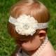 Ivory Headband, Wedding Headband, Flower girl headband, baby headband, first communion, bridesmaid, ivory wedding, shabby chic