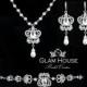 Crystal Jewelry Set- Pearl Bridal Necklace , bridal pearl earrings and bridal pearl bracelet- Swarovski Crystal Pearl