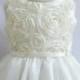 Flower Girl Dress - IVORY Rosette Bodice Dress - Easter, Junior Bridesmaid, Wedding - From Toddler to Teen (FGRO)