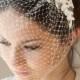 Lace birdcage veil with Swarovski pearls, full birdcage veil with beaded lace, Wedding Veil