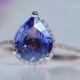 Blue Sapphire Engagement Ring 14k Rose Gold 2.39ct Pear Sapphire Ring