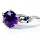 Skull Ring Size 6.25 READY TO SHIP Amethyst Sterling Gothic Engagement Skull Ring Goth Jewel Ring Purple Gemstone Ring Memento Mori Ring