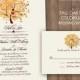 Autumn Oak Tree Fall Wedding Invitation Set Printable 