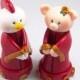 Custom Wedding Cake Topper, Rooster and Pig, Chinese Zodiac Signs, Personalized Figurines, Made To Order
