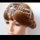 1920s Headpiece - Bridal Headpiece Forehead Hair Comb - Wedding Headpiece Bridal Headband Triple Strand Pearl Head Chain Bohemian Headpiece