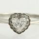 Heart Halo Diamond Engagement Ring - 14k White Gold Solitaire w/ Accents .63ctw F3930