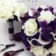 Purple Wedding Package Real Touch Picasso Callas Roses Purple Hydrangea Real Touch Rose Bridal Bouquet Grooms Boutonniere Bridesmaid Bouquet