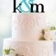 Monogram Wedding Cake Topper – Custom Two Initials and Ampersand Topper Available in 15 Colors, 12 Fonts and 6 Glitter Options
