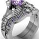 Claddagh Ring -  Amethyst Sterling Silver Love and Friendship Engagement Ring Set
