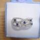Diamond Cut Blue And White Sapphires 925 Sterling Silver Engagement / Anniversary Ring Size 7