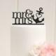 Mr & Mrs with Heart Anchor Wedding Cake Topper - Nautical Beach Cake Topper