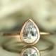 White Sapphire 14K Rose Gold Engagement Ring, Stacking RIng, Gemstone Ring - Made To Order