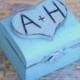 Something Blue Personalized Heart Ring Bearer Box Pillow