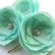 Mint green wedding hair flowers (set of 3), bridesmaid, bridal hairpiece, bridal hair clips, wedding hair accessories, wedding hair flower