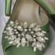 Wedding Shoes Apple Green Bridal Shoes with Large Sparkling Crystal Rhinestone Design -100 Additional Colors To Pick From