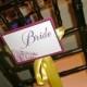 Bride and groom chair signs with crystals