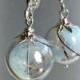 Dandelion earrings Blue sky  glass orb Aqua Seeds jewelry Botanical Dry Real flowers Weddings Bridesmaids gift