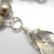 Beige Bridal Necklace, Silver Shade Platinum Pearls Swarovski Elements Sterling Silver Filigree Rhinestones Flower Wedding Jewelry