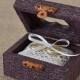 Wedding Ring Box, Ring Bearer , Alternative Ring Pillow, Rustic, Vintage style in Purple color