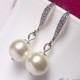 Pearl wedding earrings, Bridesmaid Earrings, Bridal earings, Bridesmaid Gift earrings, pearl bridal jewelry, Ivory pearl bridal earrings