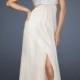 Cheap La Femme Nude Strapless Beaded Open Back Slit Long Prom Dress
