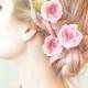 Rose hair pins -  pink flower clips