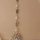 Bridal back drop necklace -Vintage inspired art deco Swarovski crystal rhinestone bridal back drop necklace -Wedding jewelry -Pearl necklace