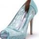 Sweet Memory, Tiffany Blue Lace Wedding Shoes,Tiffany Blue Bridal Heels,Tiffany Blue Satin See Through Lace Peep Toe Pumps