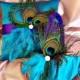 Peacock Weddings ring bearer pillow and basket - regemcy purple and turquoise - peacock feaher wedding accessories