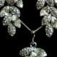 Bridal Jewelry Set, Leaves Earrings, Leaf Necklace, Swarovski Crystal, Sterling Silver Posts, BOTANICA