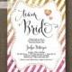 Team Bride Gold & Pink Bokeh Bachelorette Party Invitation Heart Modern Bridal Lingerie FREE PRIORITY SHIPPING or DiY Printable - Jaclyn