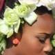 Big White  Roses -   Wedding Crown - Coachella Flower Headband -  Green  Halo Crown -    White Flower child Crown -  Green Sun Goddess