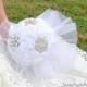 READY TO SHIP Brooch Bouquet Bridal Bouquet Jeweled Bouquet in White, Bridal White and Off White