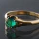 Antique Emerald Ring / 18ct Gold and Emerald Cabochon / Buttercup Belcher Setting / Edwardian Ring / Dress or Engagement Ring / US 8 or UK Q