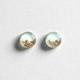 Mint & Gold Flake Round Stud Earrings Circle Dipped Bridal Jewelry Bridesmaid Gift Present Glass Like Resin Elegant Seafoam
