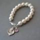 Flower girl bracelet, flower girl gift, Wedding Flower Girl Jewelry, pearl bracelet, Name Pearl Bracelet, Children Personalized Bracelet