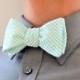 Men's Bow Tie in Mint Green Seersucker- mens freestyle wedding custom groomsmen bowtie neck self tie striped