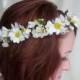 Bridal Floral Crown Daisy hair wreath-Stevie-Wedding Headwreath Bridal Head Piece silk flower crown EDC hair accessories, daisy chain ribbon