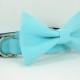 Wedding dog collar- Turquoise Blue Dog Collar with bow tie set  (Mini,X-Small,Small,Medium ,Large or X-Large Size)- Adjustable