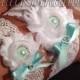 Turquoise Wedding - White Garter - White Bridal Garter