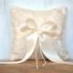 Wedding Ring Pillow - Ivory Sequin with Ivory Satin Bow