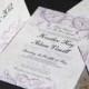 Classic, Elegant, Vintage Victorian Wedding Invitations. Victorian scroll wedding invitations. Lavendar wedding invitations